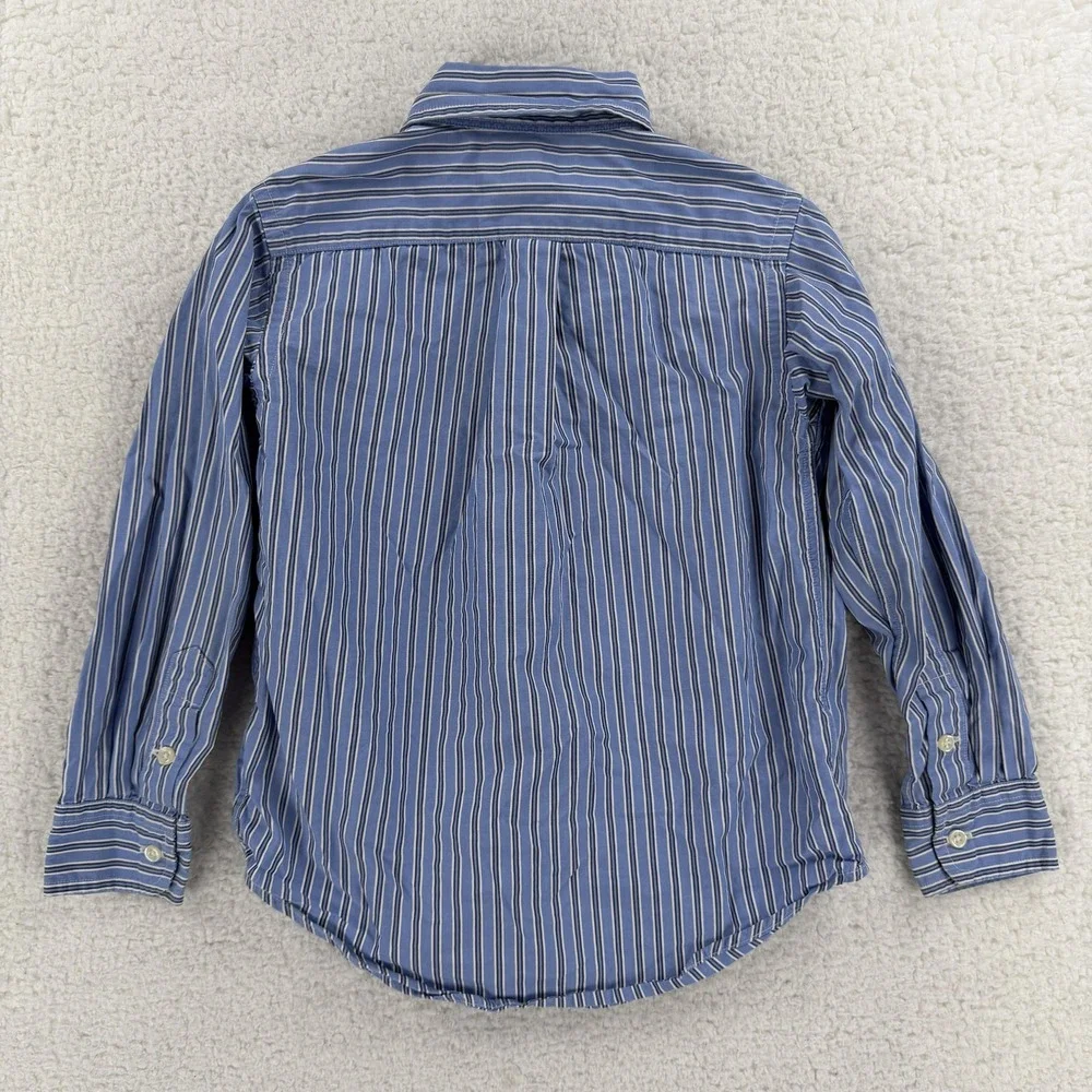 Ralph Lauren‎ Shirt Boys 5 Blue Stripe Button Down Long Sleeve Dress Casual
